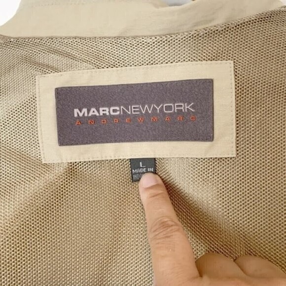 Andrew Marc Men's Full Zip Lightweight Casual Summer Zip Khaki Jacket - Picture 8 of 11